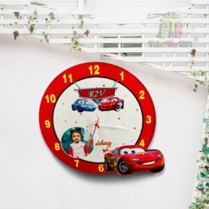 "Car Theme MDF Wall Clock – Perfect for Kids Room and Home Decor"