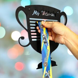 "Wall Mounted Medal Hanger Display – Trophy Shaped Award Ribbon Holder"