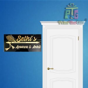 "Custom Acrylic Name Plate with Peacock Design – Ideal for Home, Office, or Shop"