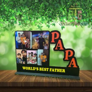 "Custom World's Best Papa Wooden Cutout Frame – Perfect Gift for Dad"