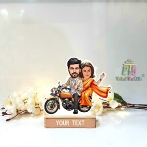 Customizable Couple Caricature with Wooden Base – Anniversary and Wedding Gift