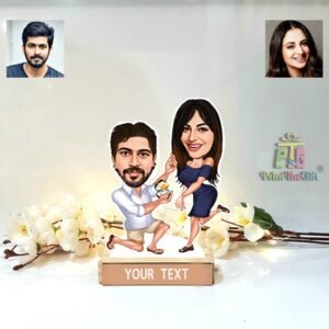 Personalized Couple Caricature with Wooden Base – Custom Gift for Couples