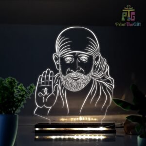 "Elegant Saibaba 3D Illusion LED Lamp – Perfect for Retirement, Anniversary & Religious Occasions