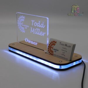Business Card Display - Business Card Holder - Desk Light - Name Tag and Title - LED Light - Customized Made