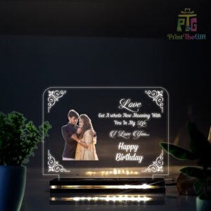 Personalized Happy Birthday 3D Illusion Photo Night lamp with Infinity Love Sign