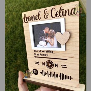 Custom Photo & Song Wooden Plaque – Unique Music Gift