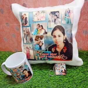 personalized pillow with photo-key chain & mug